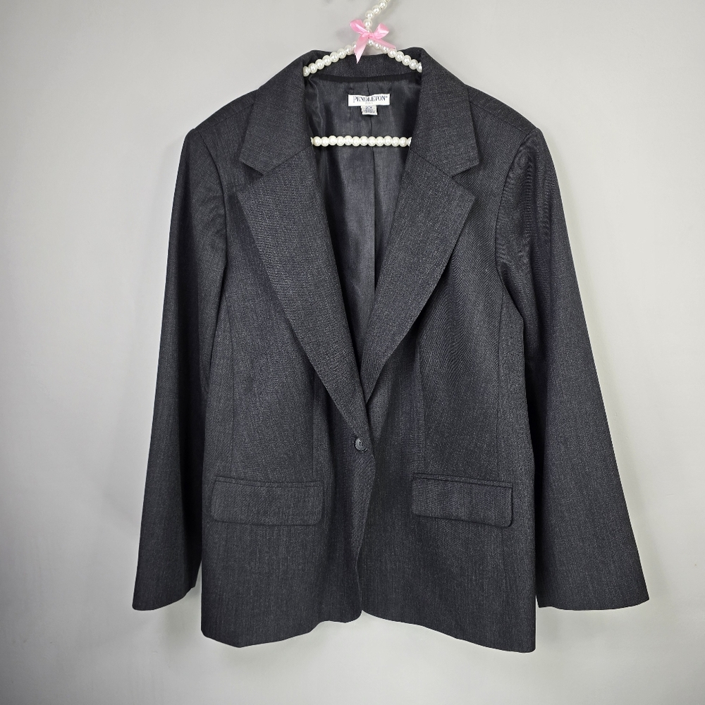 Pendleton Wool Blazer Jacket Womens Charcoal Gray… - image 1
